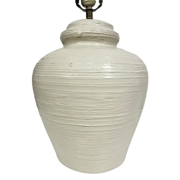 Vintage Table Lamp 1975 Beehive MCM Textured Danish Cream Ceramic Large Retro - Picture 2 of 12